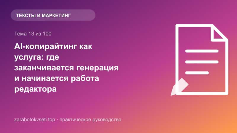 AI-копирайтинг как услуга: где заканчивается генерация и начинается работа редактора
