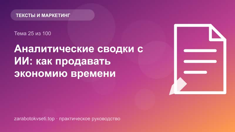 Аналитические сводки с ИИ: как продавать экономию времени