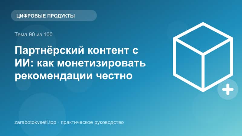 Партнёрский контент с ИИ: как монетизировать рекомендации честно