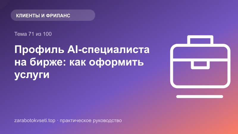 Профиль AI-специалиста на бирже: как оформить услуги
